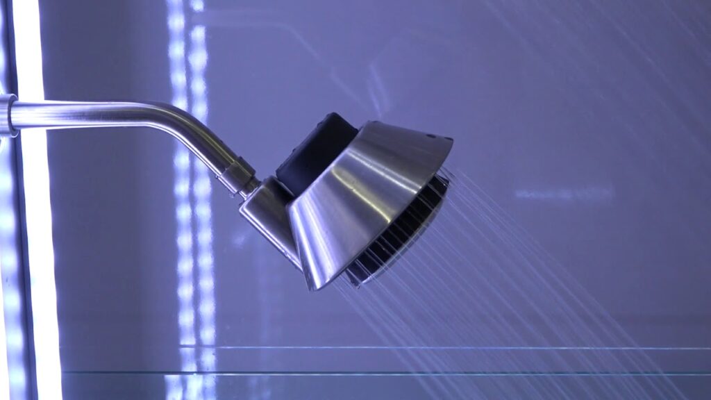 Modern Showerhead with Waterproof Bluetooth Speaker by Kohler